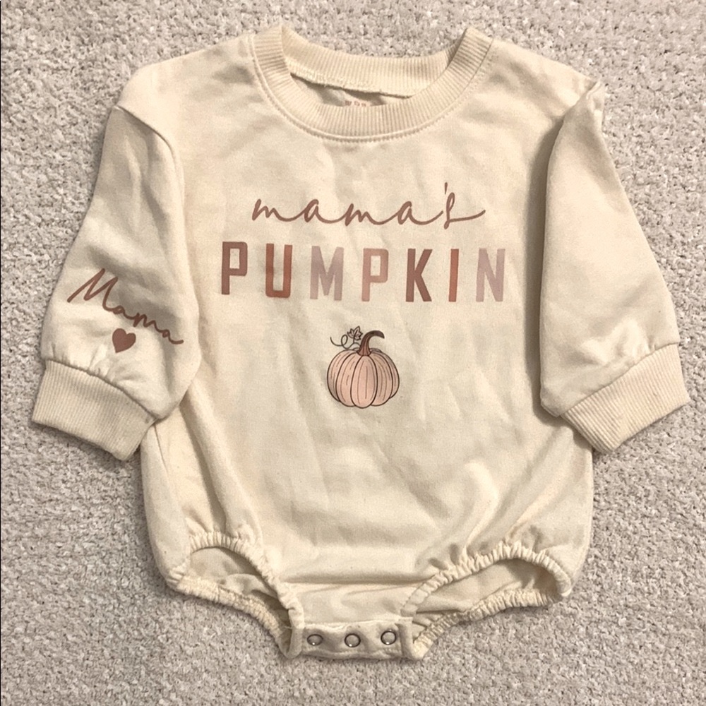 3/$15 Cute Cream Baby Onesie with Pumpkin Design